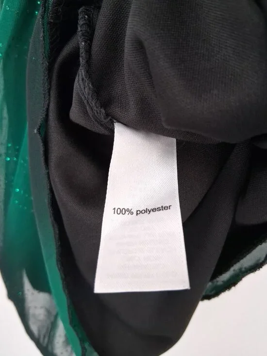 Y2K Studio Y Green & Black Empire Waist Top Glitter Accents Size Large - Picture 6 of 10